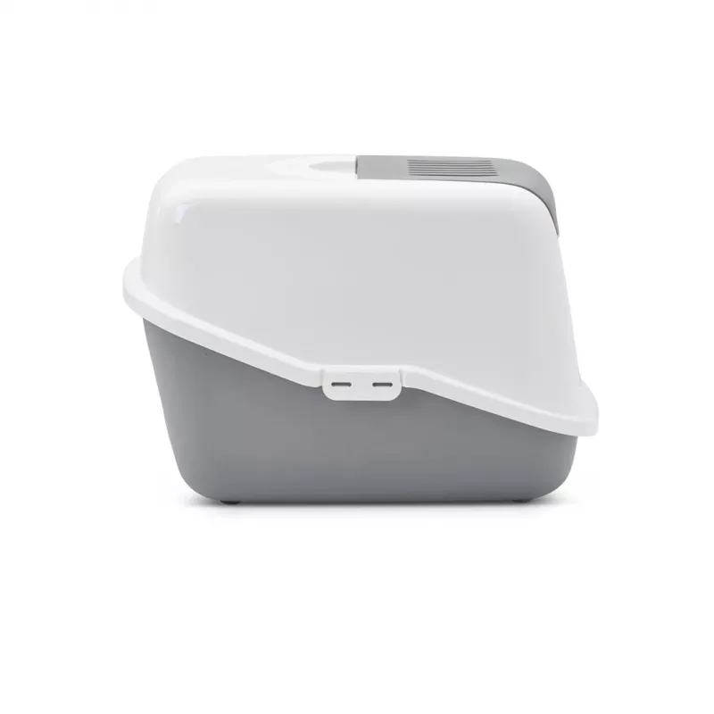 SAVIC Nestor Blanco-Gris - Arenero con tapa - 56x39x38,5 cm - 1 unidad