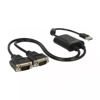 Cable serie DeLOCK 63950 USB 2.0 Type-A 2 x RS-232 DB9 negro 0,6 m