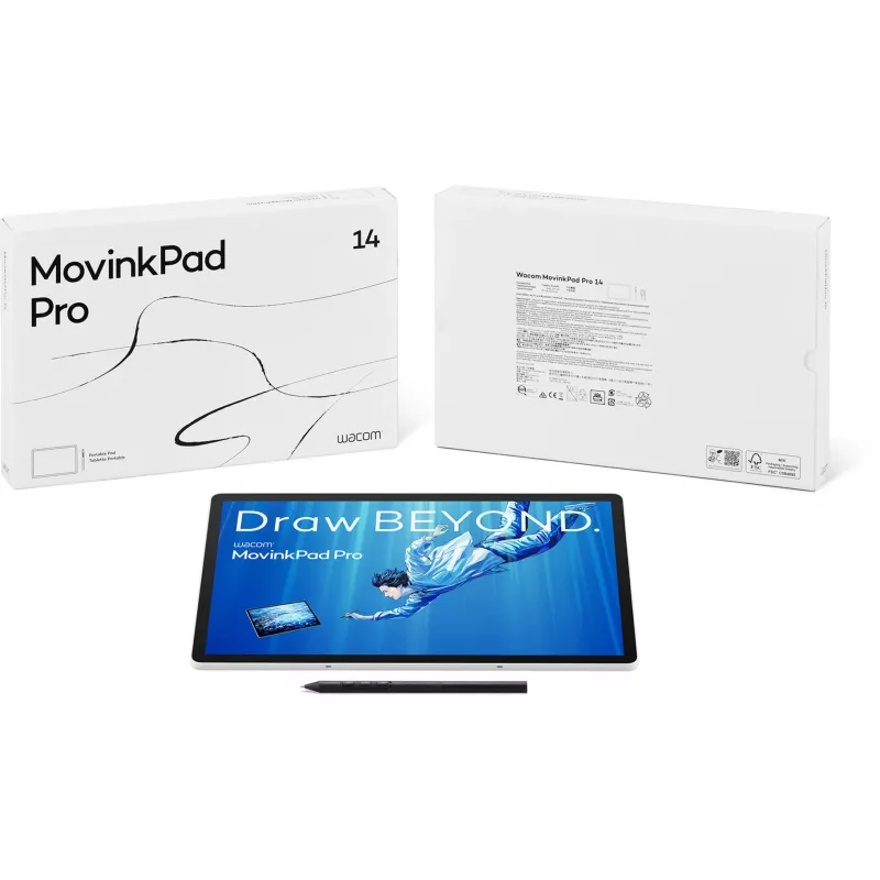 Wacom MovinkPad Pro 14, con cable e inalámbrico, 5080 lpi, 302 x 189 mm, USB/Bluetooth, 1 cm, lápiz