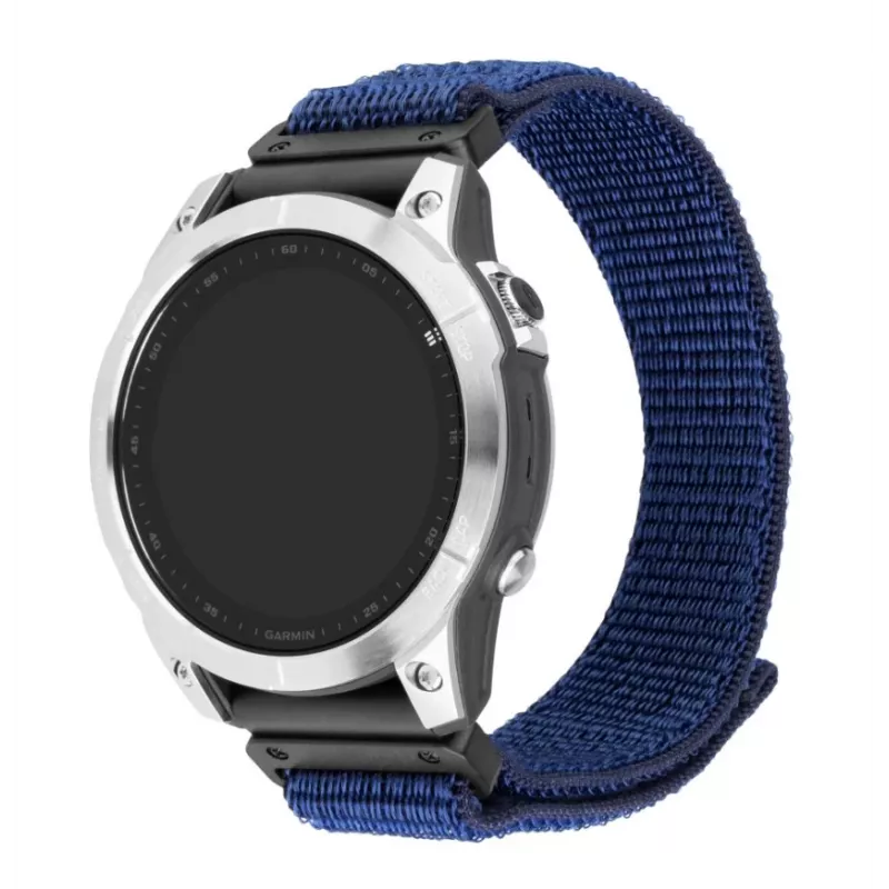 Correa deportiva de repuesto FIXED para Garmin QuickFit 22 mm — nailon azul oscuro, 160–210 mm