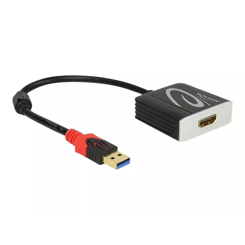 Adaptador de cable de vídeo DeLOCK 62736 USB Type-A a HDMI 0,2 m Negro