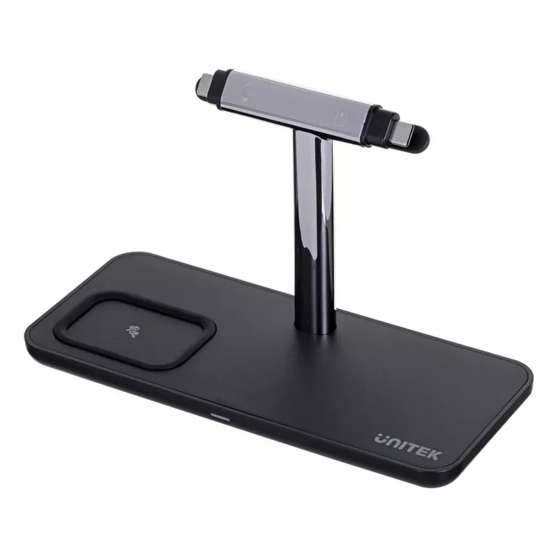 Estación de carga de sobremesa UNITEK P1212A 15 W inalámbrica ABS negro plata