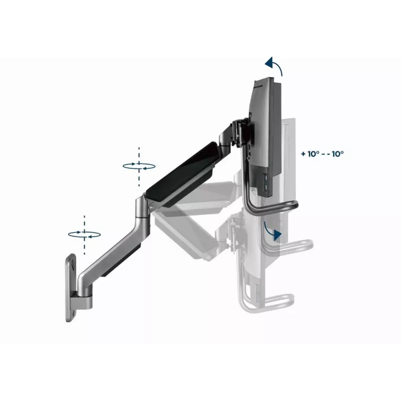 Soporte de pared ajustable Gembird para 2 pantallas 17