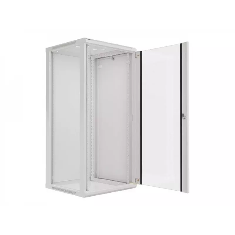 Armario de instalación de pared Lanberg 19'' 27U 600x600 mm gris (puerta de cristal)