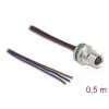 DeLOCK Cable de montaje en panel M8 codificado A 3 polos conector hembra 0,5 m