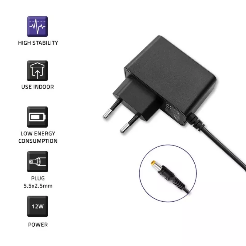 Fuente de alimentación Qoltec 52401 12 W interior negra para impresora POS