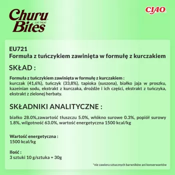 INABA Churu Bites atún con pollo - snacks para gatos - 3x10 g