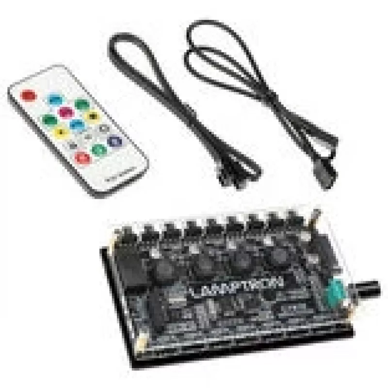 Controlador de ventiladores y ARGB Lamptron CY816 negro — 6 conexiones de ventilador, 8 zonas ARGB