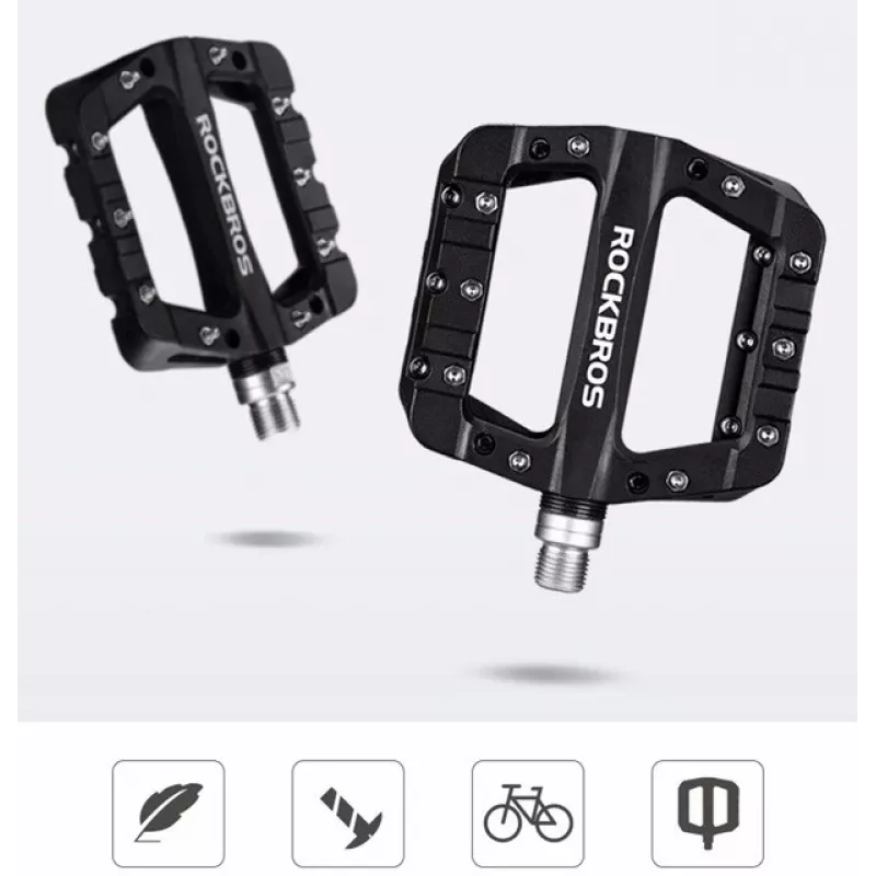 Rockbros 2017-12CBK Juego de pedales de bicicleta de nailon - Negro
