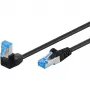 Goobay Cable de red CAT 6A 1x 90° en ángulo, S/FTP (PiMF), Negro, 1 m – Pestaña superior, LSZH libre de halógenos, Cobre (51557)