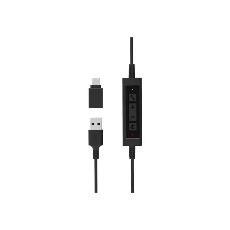 PORT CONNECT | Auriculares estéreo USB PRO ON'R 300 | con cable | on-ear | cancelación de ruido | negro