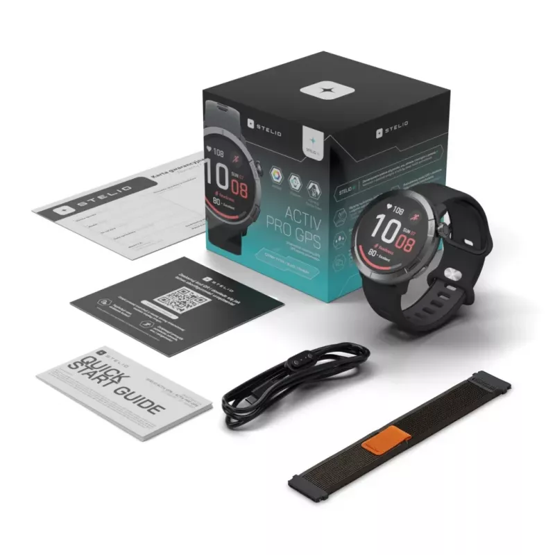 Reloj de pulsera Stelio STSWA102BT Activ Pro GPS 46 mm caja de titanio negra