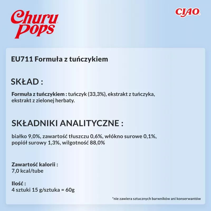 INABA Churu Pops Atún - Snack para gatos - 4x15 g