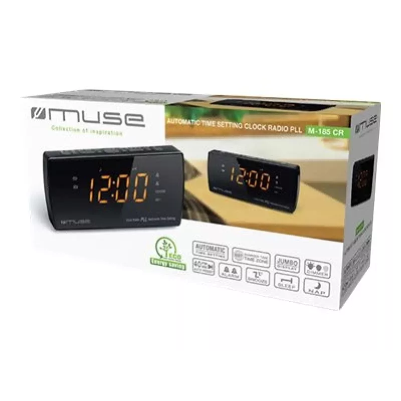 Radio despertador Muse M-185 CR — FM/MW, pantalla LED de 0,9