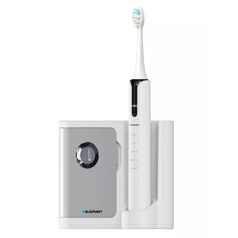 Cepillo de dientes eléctrico vibratorio BLAUPUNKT DTS711 – 5 modos, 48.000 movimientos/min., batería integrada, 4 cabezales, base de carga con esterilizador UV