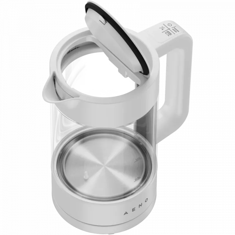 Hervidor de agua eléctrico, blanco, 220-240V, 1850-2200W, 1,7L, función mantener caliente 30 min., 40,60,80,90,100, panel de control en el asa