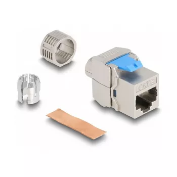 Módulo Keystone DeLOCK RJ45 conector hembra a LSA Cat.8.1 sin herramientas plano metálico