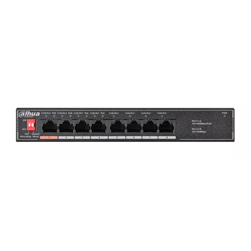 Dahua Technology PoE SF1008LP Switch no gestionado L2 Fast Ethernet (10/100) Power over Ethernet (PoE) Negro