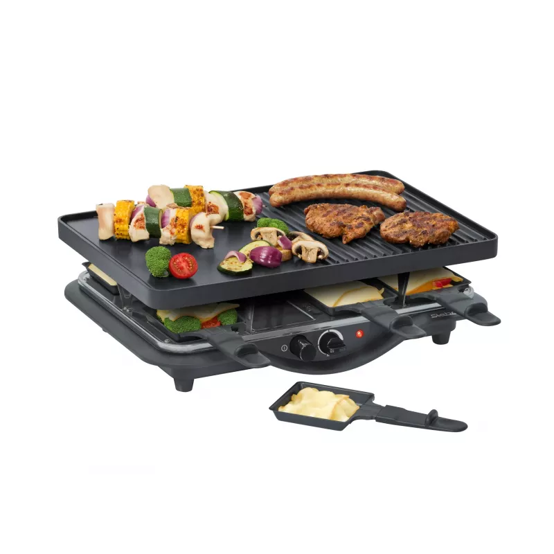 Steba RC 28 grill de raclette de hierro fundido, 1400 W, 8 sartenes, negro