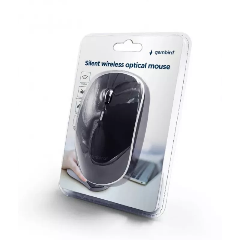 Ratón USB OPTICAL WRL Negro/SILENT MUSW-4BS-01 GEMBIRD