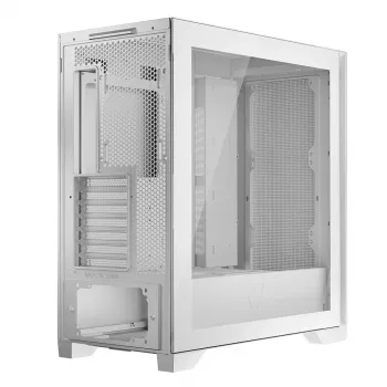 Caja de PC MODECOM VOLCANO EXPANSE S MIDI Tower — Blanca, microATX, cristal templado, USB-C, soporta GPU 430 mm