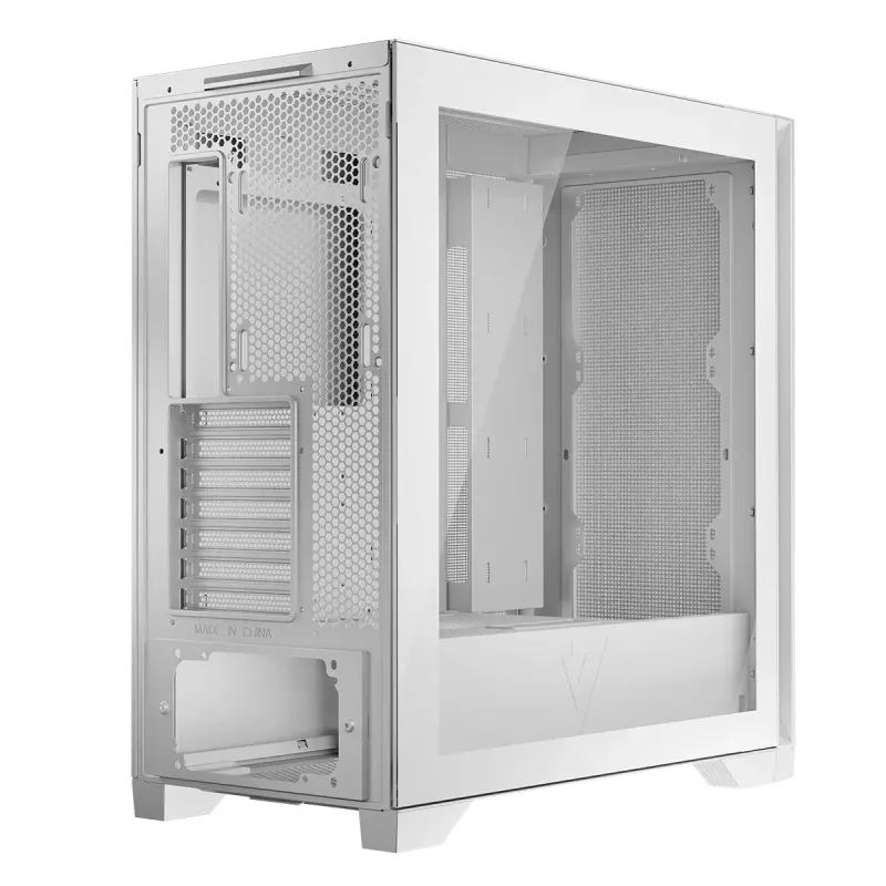 Modecom Volcano Expanse S caja de PC Midi Tower, ATX/micro-ATX/mini-ITX, cristal templado, USB-C, tarjeta gráfica de hasta 430 mm, blanca