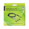 DeLOCK Navilock 20677 cable de seguridad para portátil con 3 cabezales de bloqueo y cierre de combinación para Kensington, Noble Wedge y Nano Slot