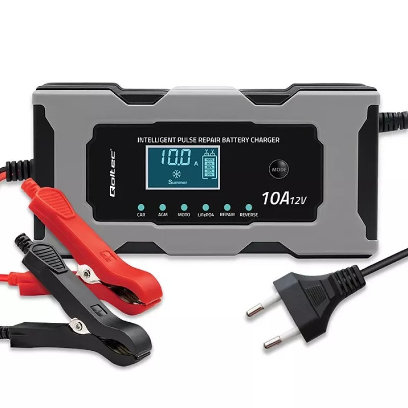 Cargador QOLTEC 52493 12V 10A con función de reparación para baterías AGM