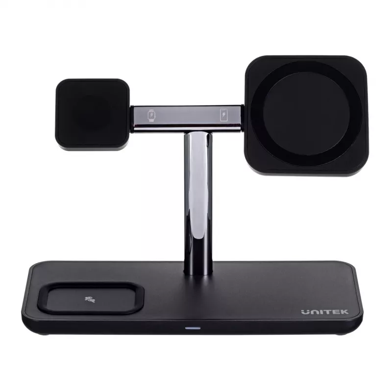 Estación de carga de sobremesa UNITEK P1212A 15 W inalámbrica ABS negro plata