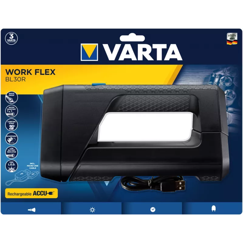 Linterna de mano Varta Work Flex negra LED 600 lm IPX4 2600 mAh