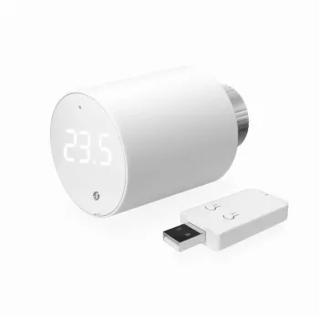Set de válvula termostática para radiador Shelly Heating Control BLU TRV + BLU Gateway Gen. 3 — M30×1,5, Wi‑Fi, pilas AA, 78 mm de altura