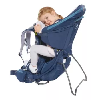 Mochila portabebés Deuter Kid Comfort Pro, azul, poliamida, máx. 22 kg, protección solar, bolsillo lateral