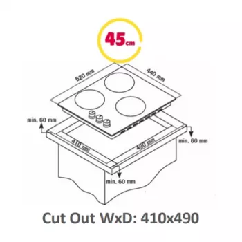 Placa de cocina integrable Simfer H4.030.DECSP, 3 zonas, control táctil