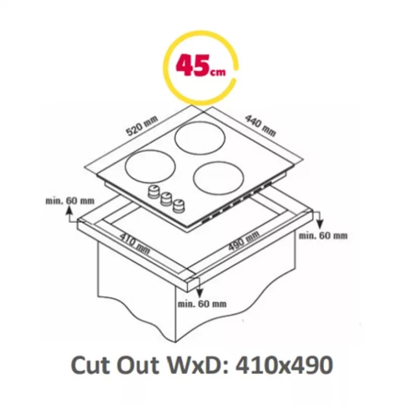 Placa de cocina integrable Simfer H4.030.DECSP, 3 zonas, control táctil