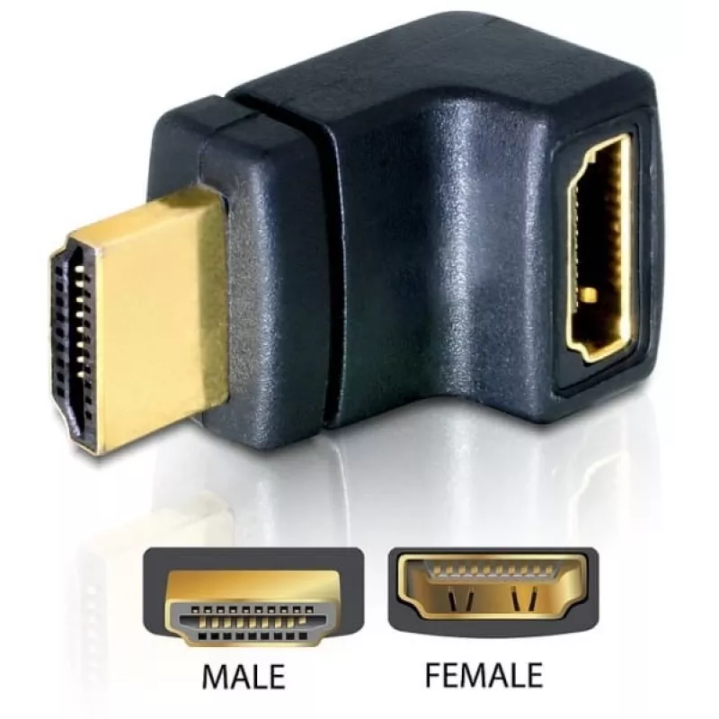 Adaptador HDMI DeLOCK 65072 conector macho HDMI a conector hembra HDMI, 90° hacia arriba