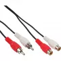 Cable de audio InLine 2x RCA conector macho / conector hembra 20m, 2 x RCA, conector macho, 2 x RCA, conector hembra, 20 m, negro