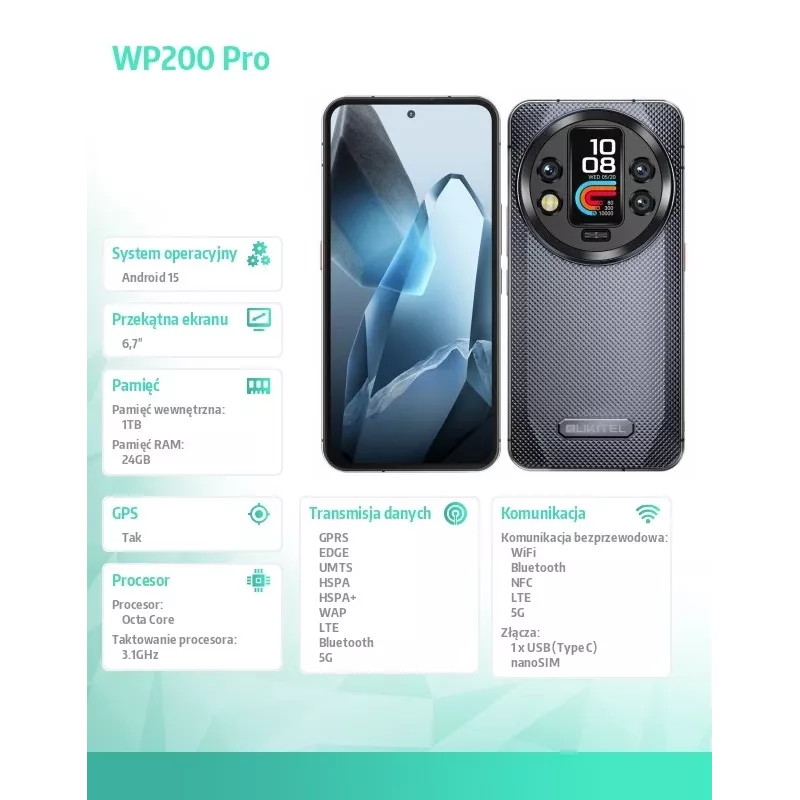 Oukitel WP200 Pro 5G 6.7 24GB/1TB DS. 8800mAh gris