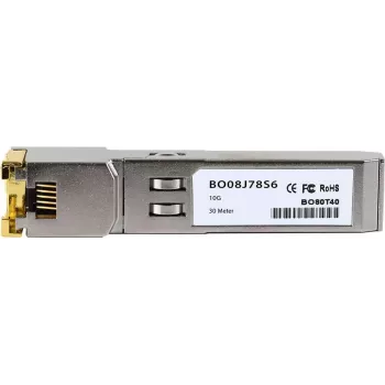 Transceptor SFP+ compatible HPE Aruba JL563B BlueOptics BO08J78S6, cobre RJ45, 10GBASE-T, 30 metros, 0°C/+70°C (JL563B-BO)