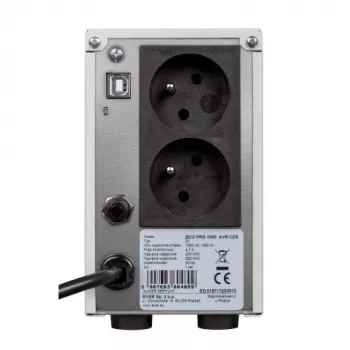 EVER ECO Pro 1000 AVR CDS - SAI - AC 230 V - 650 Watt - 1000 VA 5 Ah - USB - tomas de salida: 2 - Blanco