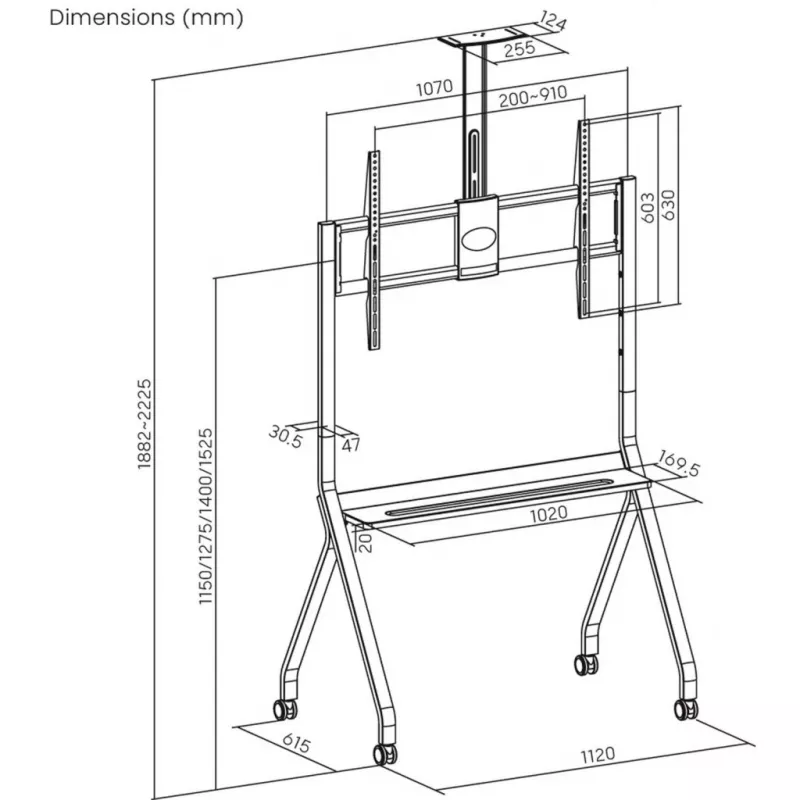 Soporte móvil para TV ART STO S-14 para TVs de 55–100