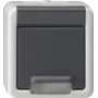 Toma de corriente SCHUKO gira de superficie con tapa abatible y SafetyPlus, modelo 441430, gris