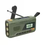 Radio FM portátil MANTA RDI401G con panel solar, dinamo, batería de 4000–4500 mAh, salida USB de 5 V, 3 W, linterna