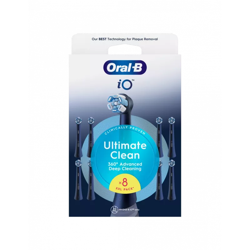 Cabezales de recambio para cepillo de dientes Oral-B iO Ultimate Clean, negro, 8 uds.