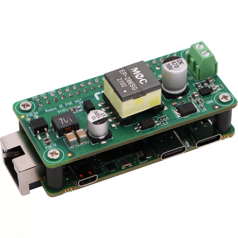 PoE HAT ALLNET RA023 para RADXA Zero 3E – módulo Power over Ethernet compatible con 802.3af