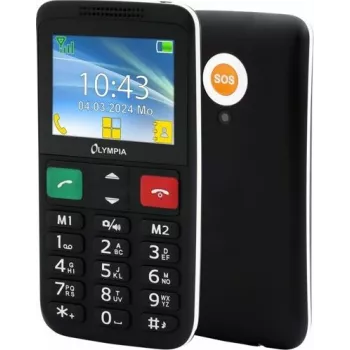 Teléfono móvil Olympia Comfort LUX con teclas grandes, pantalla en color de 2,4 pulgadas, botón SOS, Dual SIM y cámara B negro (2229)