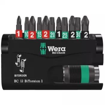 Juego de puntas de destornillador Wera Bit-Check 12 BiTorsion 1 SB