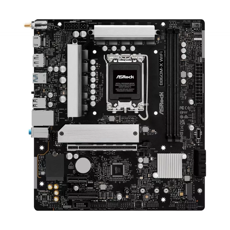 Placa base ASRock B860M-X WiFi — Intel B860, LGA 1851, micro ATX, DDR5, 2x DIMM, 4x M.2, 2.5Gb LAN, Wi‑Fi 6E, Bluetooth 5.3