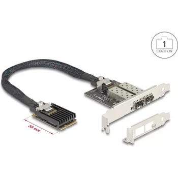 Adaptador de red DELOCK Mini PCIe I/O 95281 con 2× SFP Gigabit LAN