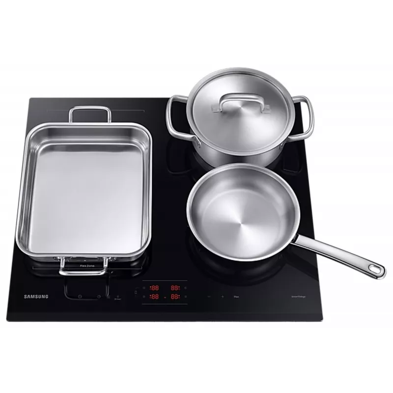 Placa de cocina integrable Samsung NZ64B5045GK/U2, Inducción, 4 zonas de cocción, Flex Zone, SmartThings Cooking, Auto Connectivity, 60 cm, Negro