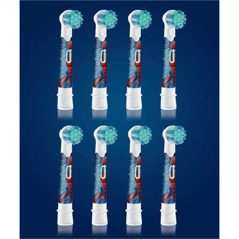 Oral-B Kids Spiderman Recambios de cabezal de cepillo, blanco, 8 uds.